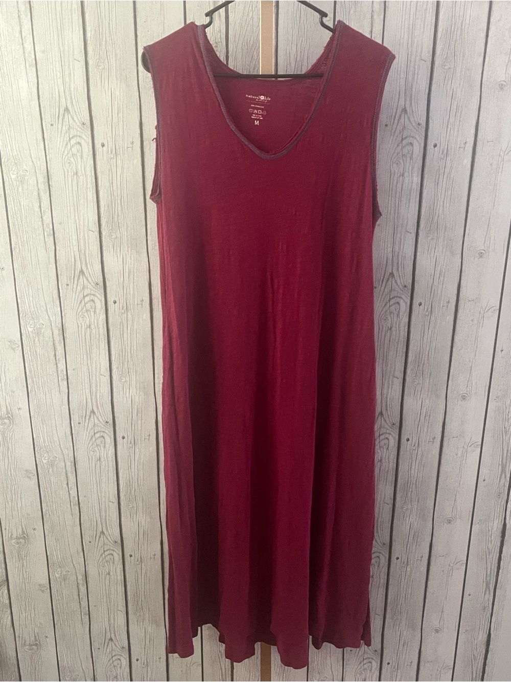 Natural Life Dress Medium M Wine Berry sleeveless festival summer cotton pockets